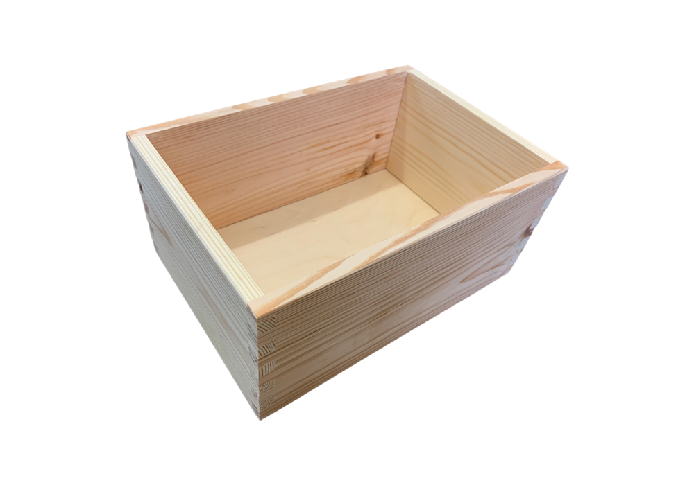 Solid Pine Large 24.5cm Rectangular Storage Box / Crate / Caddy (open-top)