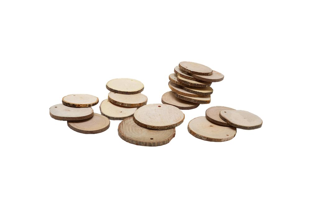 Round Natural Wood Slices   Discs With Drilled Hole 