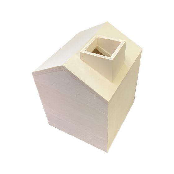 Plain Wooden House Shaped Tissue Box Cover with Chimney