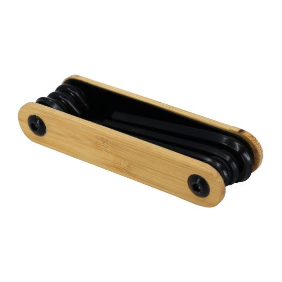 Bamboo & Black Steel Compact 7-piece BIKE Tool or Multi Tool Set