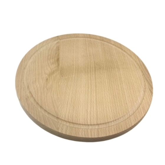 25cm Solid Beech Wood Round Chopping Board or Plinth with Groove