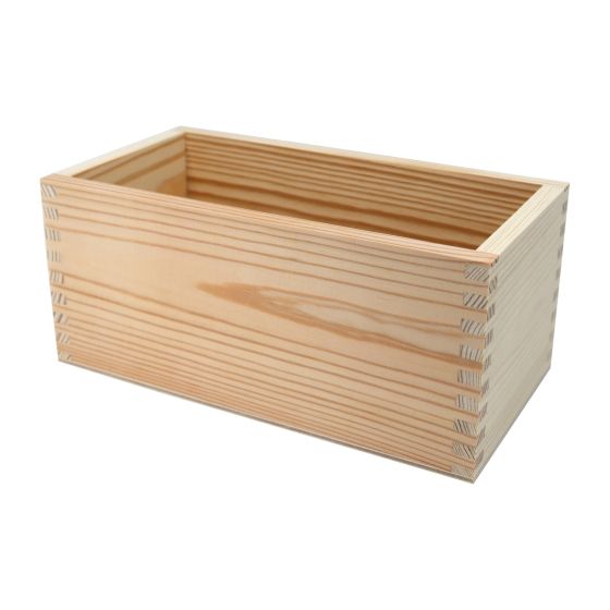 Solid Pine Large 24.5cm Rectangular Storage Box / Crate / Caddy (open-top)