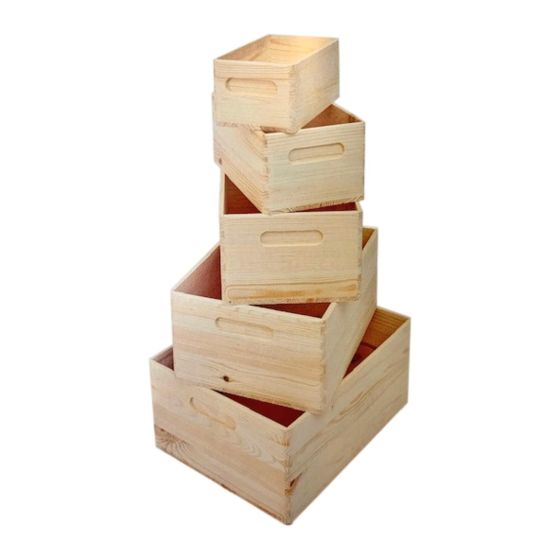 Seconds Quality - 37cm Solid Wooden Crate with Finger Hold Handle - PN508500