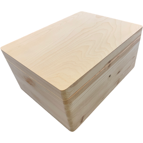 Seconds Quality - 37cm Solid Pine Wood Rectangular Box with Rounded Corners & No Clasp - PN509500