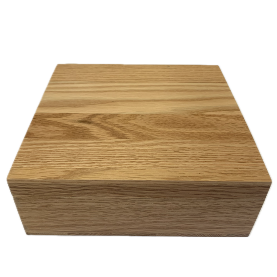 Seconds Quality - 20cm Square Varnished Solid Oak Wooden Box with Lift-off Lid