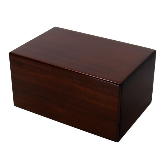 19cm Teak Stain Rectangular Wooden Urn - WBM9069