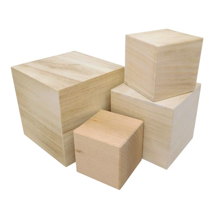 50 Pieces - Solid Wood Cubes 1-Inch Wooden Blocks Blank Wood Blocks