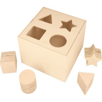 16cm Square Wooden Kids Activity Box Toy with Shapes