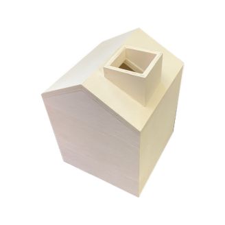 Plain Wooden House Shaped Tissue Box Cover with Chimney