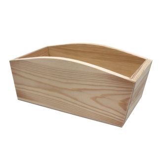 Solid Pine 24.5cm Open-top Condiment holder/Storage Box/Crate/Caddy with Curved Sides