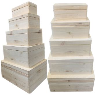 Seconds Quality - 33cm Solid Pine Wood Rectangular Box with Rounded Corners & No Clasp - PN509400AC