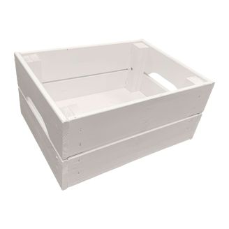 31cm White Slatted Crate Flatpacked