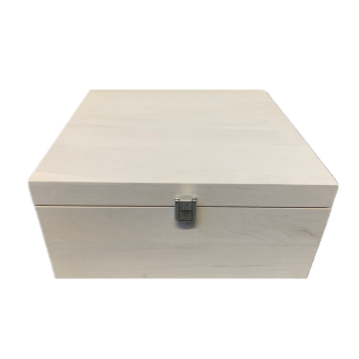 32cm Square LUXURY Pale Solid Poplar Wood Keepsake Box